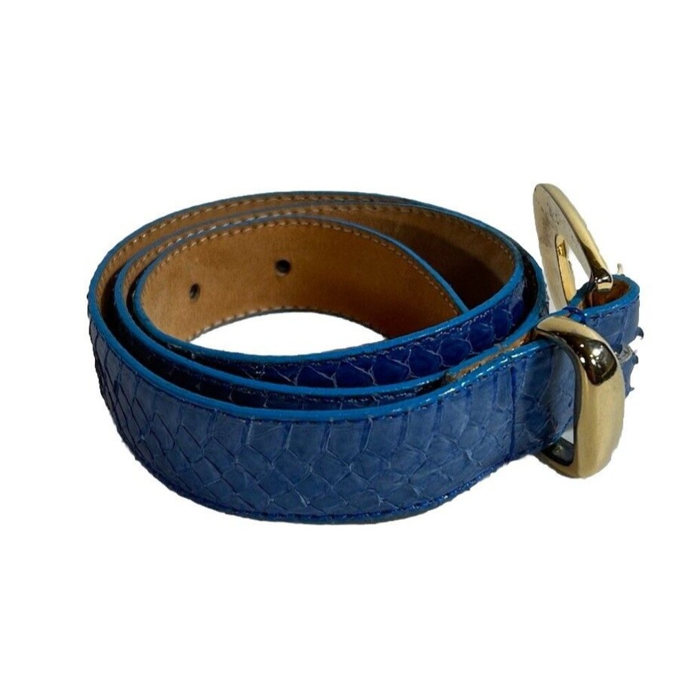 Courtney Co Genuine Snakeskin Belt Leather Backing Blue Western Cowgirl